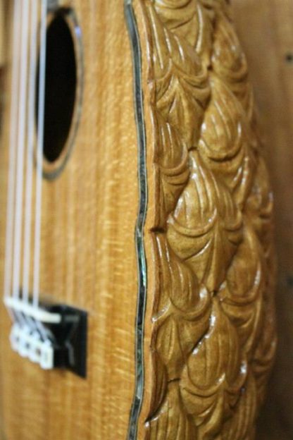 Pineapple-carved Humpback Tenor Ukulele -  Japanese Silk Oak Top, Acacia Back and Sides - Image 15