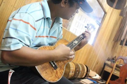 Tenor Ukulele - All Hawaiian Koa with Koi Fingerboard Inlay - Image 23
