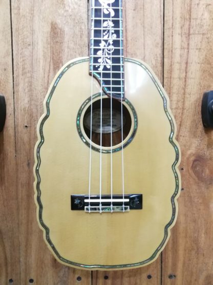 Pineapple-carved Humpback Tenor Ukulele - Engelmann Spruce Top, Acacia Back and Sides - Image 5
