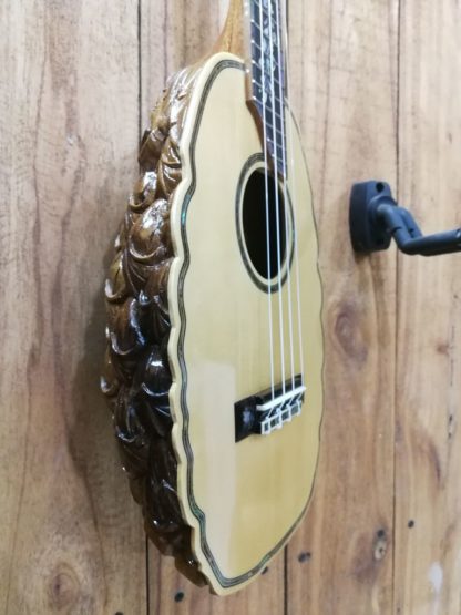 Pineapple-carved Humpback Tenor Ukulele - Engelmann Spruce Top, Acacia Back and Sides - Image 6