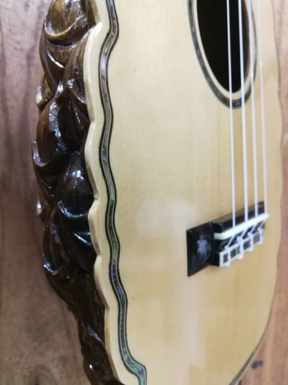 Pineapple-carved Humpback Tenor Ukulele - Engelmann Spruce Top, Acacia Back and Sides - Image 11
