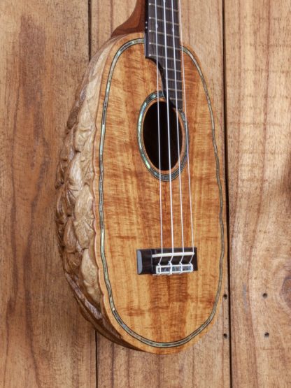 Concert Ukulele - Hawaiian Koa top, Pineapple-carved Acacia back - Image 6