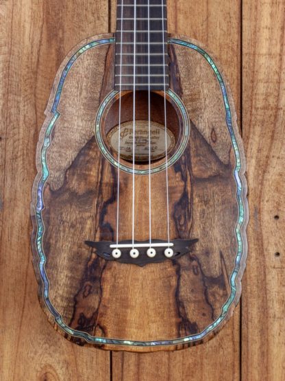 Tenor Ukulele - Spalted Mango top, Pineapple-carved Acacia back - Image 5